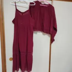 サマンサモスモス　ブラウスとキャミワンピースのセット　ボルドー