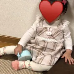 チェック柄ウサギモチーフセットアップ♡mezzopiano 80cm 美品