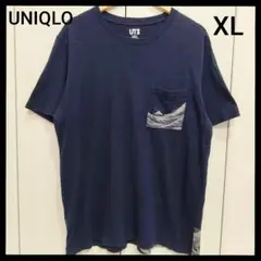 ユニクロ　半袖　シャツ　葛飾北斎　富嶽三十六景　ネイビー　XL