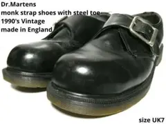 廃盤！スチールトゥ！英国製！ドクターマーチンバックルベルトシューズUK7ブラック