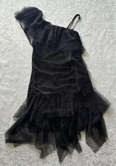 ドレス ブラック 変形 ワンピース パール