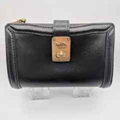 極美品☆COACH ハットン 二つ折り財布 ターンロック 水色 人気 コーチ