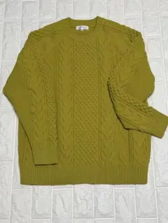 THE SHOP TK ニット M ケーブル編み マスタードイエロー セーター