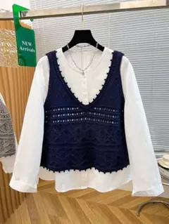 秋物コーデ☆おしゃれ＆カジュアル 着痩せ ニットベスト ブラウス 綺麗め