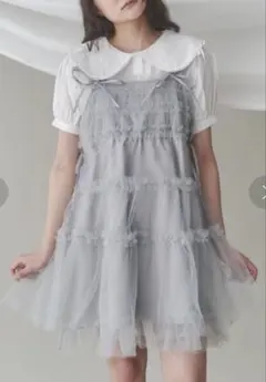 チュールコルセットミニワンピース　グレー