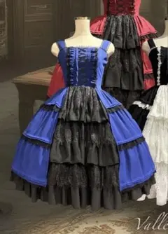 ATELIER PIERROT チェック柄ジャンバースカート 難あり】ATELIER PIERROT 赤黒チェック 薔薇柄ジャンパースカート