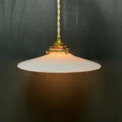 ガラス ペンダントライト 時代物 電笠 電傘 レトロ ヴィンテージ 間接照明 大正・昭和 電笠 電傘 ランプシェード 乳白 照明 レトロガラス