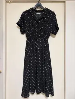 natural couture ドット柄 半袖シャツワンピース