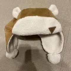 PETIT MAIN 耳付きボア帽子 ブラウン