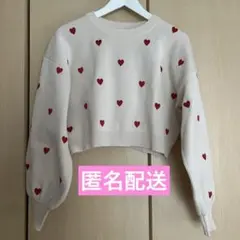 春ニット　レディース　ハート柄