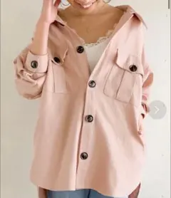 JUNOAH ツイルカバーオールジャケット ピンク　コットン100% XL