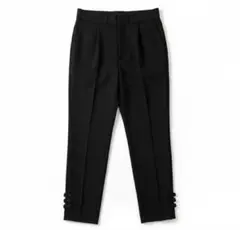 Fit more 裾リボン テーパードパンツ ブラック M