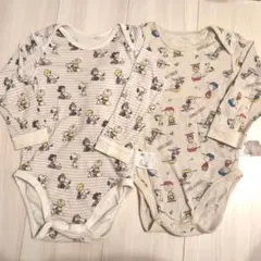 スヌーピー　ユニクロ　ベビー　長袖 ロンパース 2枚セット