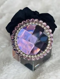 可愛いシュシュ(YRB024-PL) ヘアゴムパープルクリスタル&ブレスレット