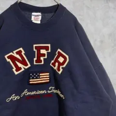 90〜00s【JERZEES】厚手 星条旗刺繍 古着スウェット 2XL ネイビー