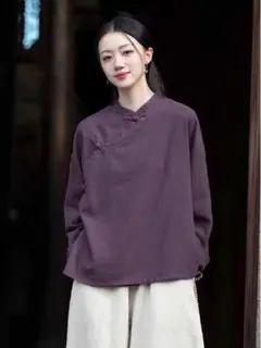 ブラウス シンプル 無地 レディース レトロデザイン トップス 着心地いい