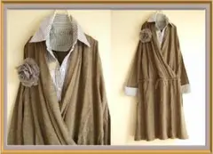 新品☆Lサイズ☆シャツカラー付ニットワンピース (11号）