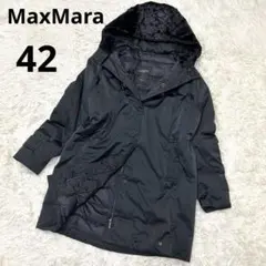 マックスマーラウィークエンド 42 LL フード ベロア 切替 ダウンコート 黒