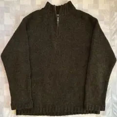 old UNIQLO M ハーフジップセーター グリーン ハイネック 古着