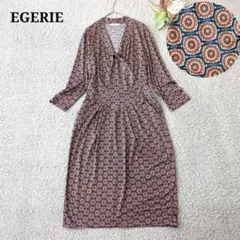 美品 エジェリ パリ フランス製 総柄 ワンピース 幾何学柄 七分袖のサムネイル