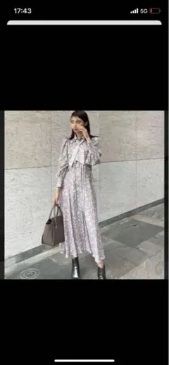 RIENDA 薄紫 花柄 長袖 ロングワンピース M 高級感！