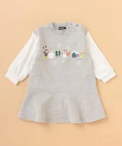 グレー 雪だるま刺繍 ワンピース　90サイズ　クレードスコープ