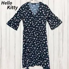Hello Kitty 花柄ガウン 五分袖チュニック ワンピース