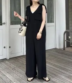 【新品未使用】prose verse カットジョーゼット肩リボン オールインワン