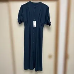 NATURAL BEAUTY BASIC ダークグリーン 半袖シャツワンピース