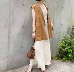 Spick & Span リネンロングフレアスカート 36 アイボリーのサムネイル