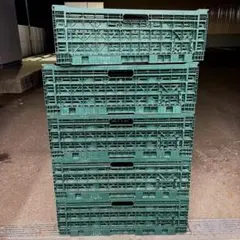 緑色プラスチック折りたたみコンテナ5個セット