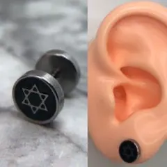 スタッド ピアス 18g 五芒星 円 プレート サークル シルバー 片耳