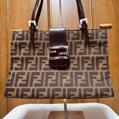 美品 FENDI フェンディ ズッカ柄 マンマバケット トートバッグ FF金具