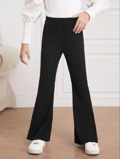 SHEIN☆リブフレアパンツ ブラック 146-152cmのサムネイル