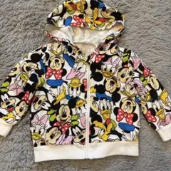ミッキー ミニー フード付きトレーナー パーカー 80 総柄 ディズニー