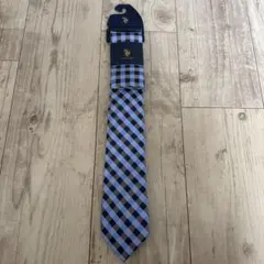 ⁠【新品/チーフ付】US POLO ASSN ネクタイ ブルー チェック柄★限定のサムネイル