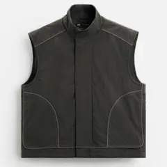 ダークグレー ノーカラーベスト M