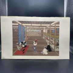 鈴木春信 アンティーク木版画「アイリスガーデンの若い恋人