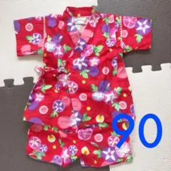 【ほぼ新品‼︎】甚平 女の子 90 着用回数2回のみ くろわっさんず