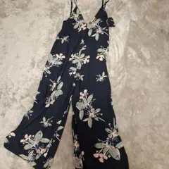 【美品】Yeanzijun 花柄サロペット オールインワン ワイドパンツ S