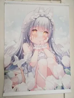 桃豆こまもち B2ダブルスエードタペストリー こぼねちゃん＆みるく