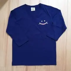 Up! Smile ネイビー Vネック Tシャツ M　七分袖