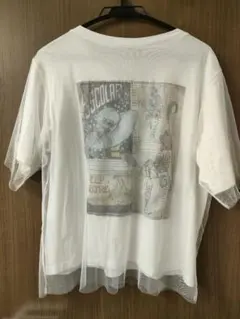 イズスカラー　チュール 重ね着風 Tシャツのサムネイル