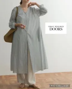 アーバンリサーチ　ストライプ フロントオープン シャツ ワンピース