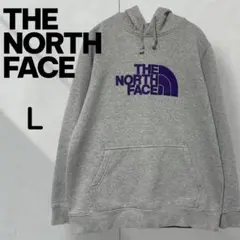 THE NORTH FACE：フロントビッグロゴ 刺繍ロゴ パーカー/ Lグレー