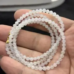 天然石無処理無染色A貨本翡翠　ミャンマー　ホワイト天然石ブレスレット