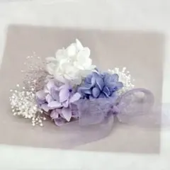 ドライフラワー髪飾り　成人式　結婚式　卒業式　リボン　ヘッドパーツ