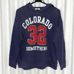 パーカー　ネイビー　ロゴ