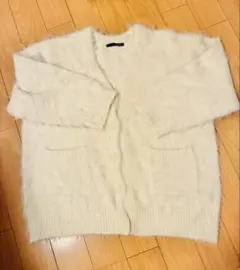 Heather シャギーチュニックカーディガン 白