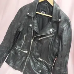 ZARA 羊革 ダブル ライダースジャケット 本革 Lサイズ シープスキン